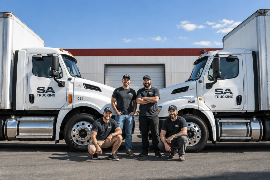 SA Trucking drivers with the company fleet