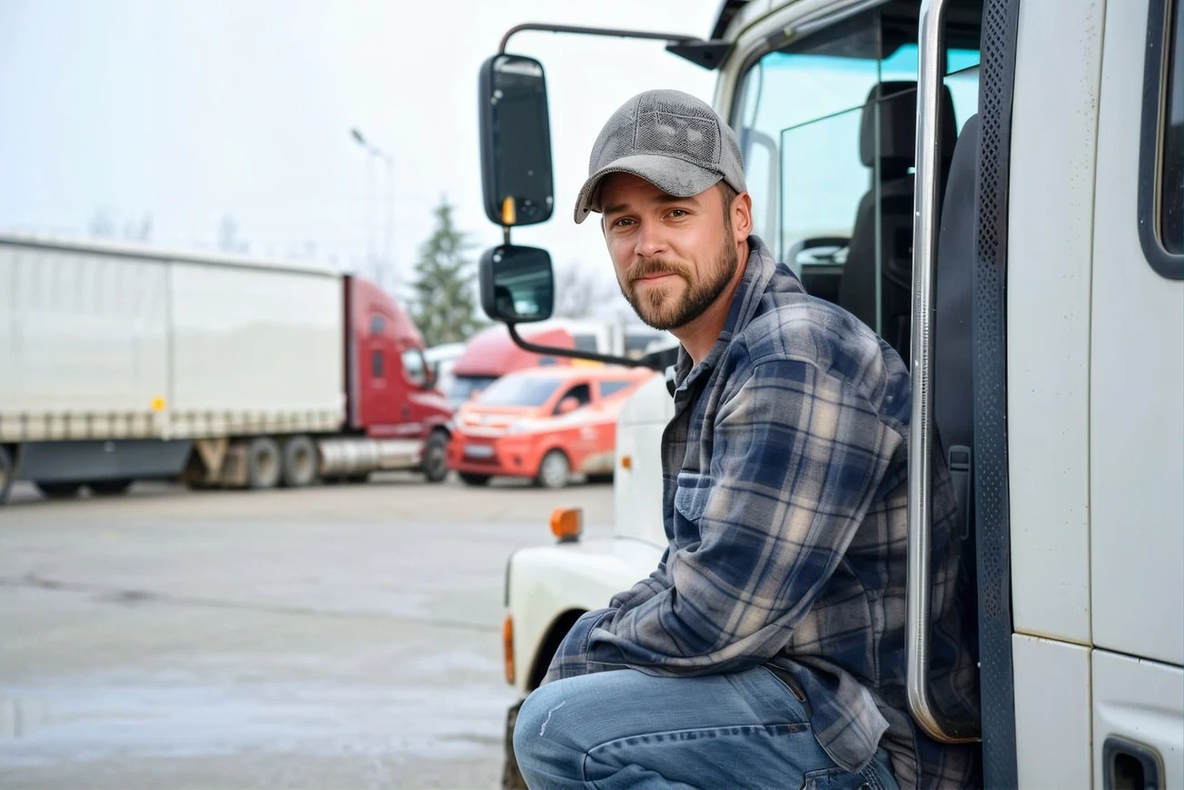 Owner-operator sitting beside his truck